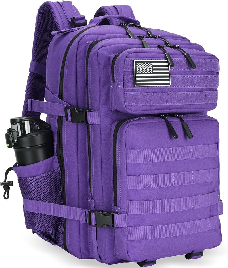Lovelinks21 45L Tactical Assault Backpack 3 day assault pack with Molle Waterproof backpack Rucksack for Tactical Backpacks (Purple) - Image 1